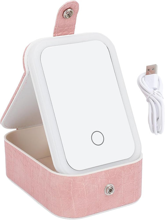 Estuche de Maquillaje Portátil con Espejo LED